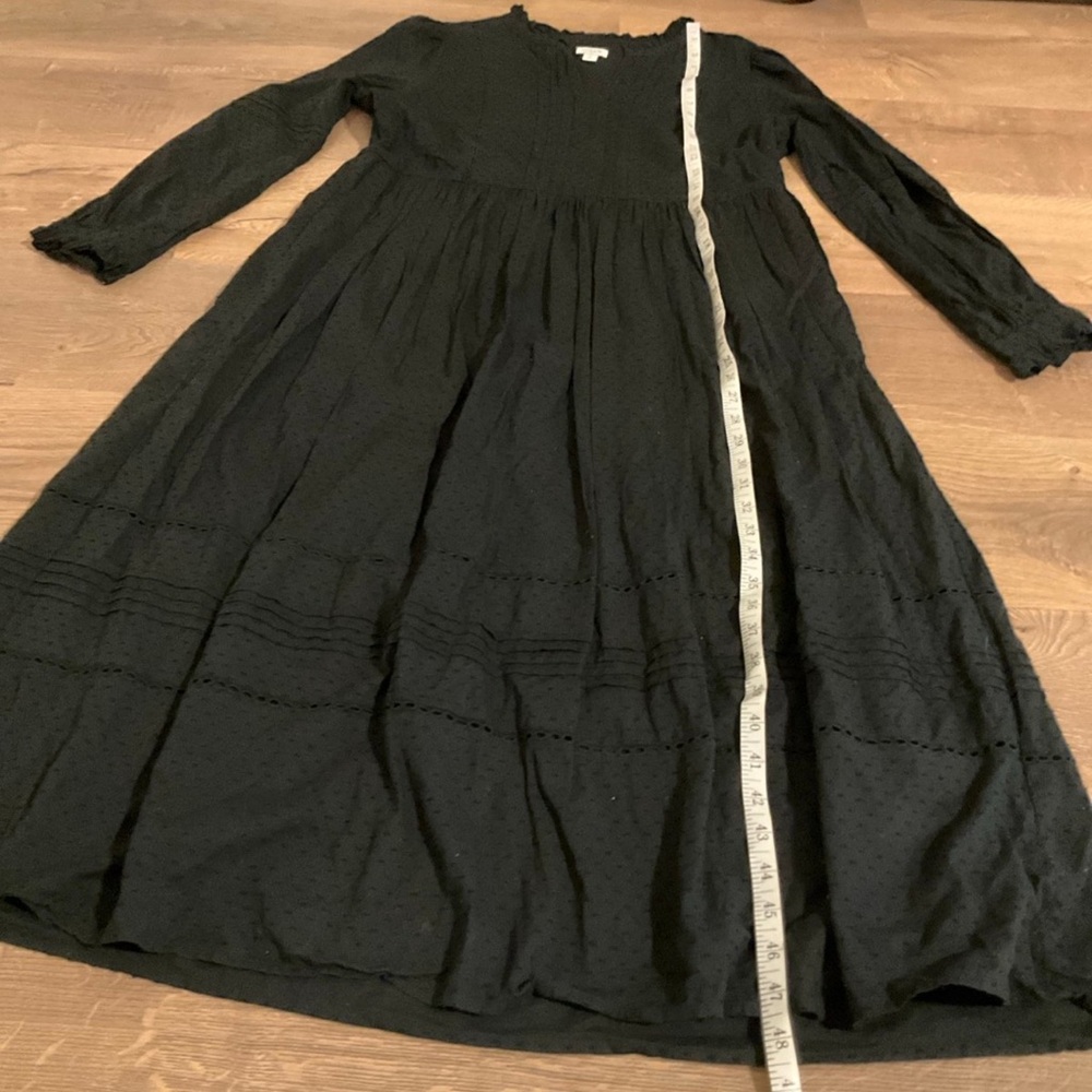 J. Crew Factory black 3/4 sleeve Swiss dot maxi dress, M - Picture 6 of 9